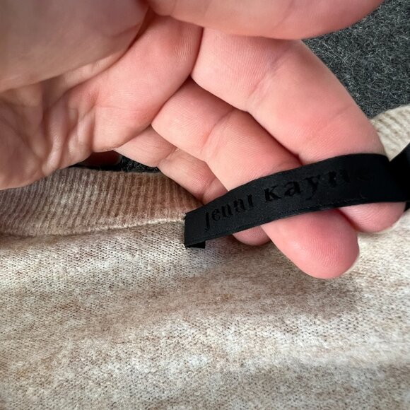 Jenni Kayne Womens Medium Beige Crewneck Oversized Sweater Wool Cashmere Blend - Picture 6 of 8